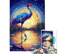 Rompecabezas para Adolescentes de 1000 Piezas Grulla de vidrieras al Atardecer Un Reto para completar Una Obra de Arte Juguete Educativo Apto para Mayores de 14 años (50x75cm)