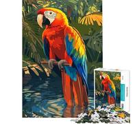 Rompecabezas para adolescentes de 1000 piezas Guacamayo colorido en un entorno tropical Rompecabezas de 1000 piezas para armar Juguetes para la diversión familiar Juego desafiante para toda la familia