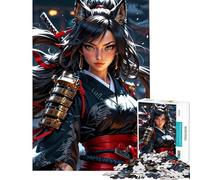 Rompecabezas para Adolescentes de 1000 Piezas Guardián de la Espada Zorro Samurai Feroz Ayuda a ejercitar el Cerebro Juego Familiar difícil Apto para Mayores de 14 años (38x26cm)