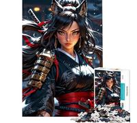 Rompecabezas para Adolescentes de 1000 Piezas Guardián de la Espada Zorro Samurai Feroz Ayuda a ejercitar el Cerebro Juego Familiar difícil Apto para Mayores de 14 años (38x52cm)