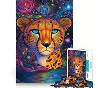 Rompecabezas para Adolescentes de 1000 Piezas Guepardo Cosmos - Juego de articulaciones firmes,Juego cognitivo,Juguete,diversión fácil,Regalo de decoración navideña (38x26cm)