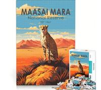 Rompecabezas para Adolescentes de 1000 Piezas: Guepardo de la Reserva Nacional Maasai Mara, Juguetes para armar, interacción Entre Padres e Hijos, cumpleaños y Navidad 38x52cm