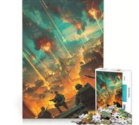 Rompecabezas para Adolescentes de 1000 Piezas Guerra Global en un Planeta de fantasía, Juegos educativos, decoración de Pared, con póster y Hoja de Preguntas a Juego 50x75cm