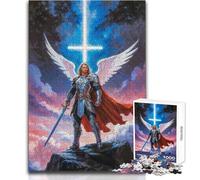 Rompecabezas para Adolescentes de 1000 Piezas, Guerrero angelical, arcángel Miguel, Juegos educativos, Corte de precisión, Regalos de Amigo Secreto, tamaño 38x52cm