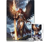 Rompecabezas para Adolescentes de 1000 Piezas: Guerrero angelical con bastón de relámpago Diversión Familiar y Noche de Juegos Ideas de Regalos Divertidos para la Familia Tamaño 38x26cm