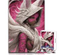Rompecabezas para Adolescentes de 1000 Piezas: Guerrero angelical con Tatuaje Rosa, Chica Anime, diversión Familiar y Noche de Juegos, Ideas de Regalos para divertirse en Familia, tamaño 38x52cm