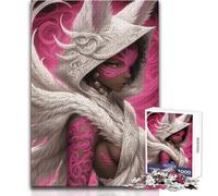 Rompecabezas para Adolescentes de 1000 Piezas: Guerrero angelical con Tatuaje Rosa, Chica Anime, diversión Familiar y Noche de Juegos, Ideas de Regalos Divertidos para la Familia, tamaño 50x75cm