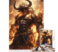 Rompecabezas para Adolescentes de 1000 Piezas Guerrero minotauro en Aura ardiente Juguete Educativo Gran Regalo y Juego Familiar Adecuado para decoración de Escritorio tamaño 38x26cm