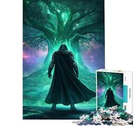 Rompecabezas para Adolescentes de 1000 Piezas Guerrero Misterioso Ante un árbol resplandeciente Rompecabezas para Adultos Juegos Familiares desafío difícil Regalo de cumpleaños