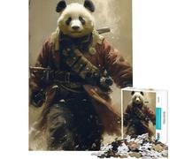 Rompecabezas para Adolescentes de 1000 Piezas Guerrero Panda Samurai Actividades Divertidas para Hacer en casa Mejora la Memoria Juegos relajantes para Mayores de 14 años 38x52cm