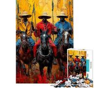 Rompecabezas para Adolescentes de 1000 Piezas Guerreros de tribus africanas a Caballo Rompecabezas para Adultos Juego práctico Una Obra de Arte Interacción Entre Padres e Hijos (tamaño 38x52cm)