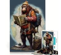 Rompecabezas para Adolescentes de 1000 Piezas Guía de Viaje Mono de Corte preciso Diversión Resolución de Problemas Diversión Relajación Tiempo de diversión Exhibición de Arte navideño (50x75cm)