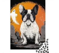 Rompecabezas para Adolescentes De 1000 Piezas Halloween French Bulldog T-Shirt Rompecabezas para Adolescentes Juegos Relajantes Decoración Perfecta Regalos De Cumpleaños Y Únicos 70x50cm/1000pcs