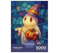 Rompecabezas para Adolescentes De 1000 Piezas Halloween Ghost with Pumpkin and Hat Rompecabezas para Adolescentes Juegos Relajantes para La Diversión Familiar Juego Desafiante Regalos 70x50cm/1000pcs