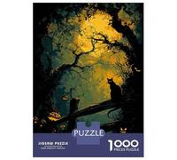 Rompecabezas para Adolescentes De 1000 Piezas Halloween Night Cat and Pumpkins Rompecabezas para Adolescentes Juegos Relajantes Decoración Perfecta Regalos De Cumpleaños Y Únicos 52x38cm/1000pcs