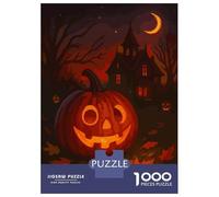 Rompecabezas para Adolescentes De 1000 Piezas Halloween Pumpkin with Haunted House Rompecabezas para Adultos Juguete Decoración De Pared Desafío Difícil 70x50cm/1000pcs