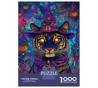 Rompecabezas para Adolescentes De 1000 Piezas Halloween Tiger Magic-4 Rompecabezas para Adultos Juego De Ingenio Decoración De Pared Regalos para Reducir El Estrés 52x38cm/1000pcs