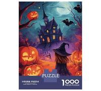 Rompecabezas para Adolescentes De 1000 Piezas Halloween Witch and Haunted House Rompecabezas para Adultos Juguete Decoración De Pared Carrera De Velocidad Manual Desafío Educativo 52x38cm/1000pcs
