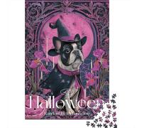 Rompecabezas para Adolescentes De 1000 Piezas Halloween Witch Dog Art Print-4 Rompecabezas para Adultos Juegos Relajantes Desafío Difícil Cumpleaños Y Navidad 70x50cm/1000pcs