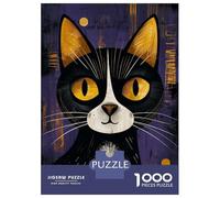 Rompecabezas para Adolescentes De 1000 Piezas Happy Black and White Cat Rompecabezas para Adultos Juego De Ingenio para Mejorar La Memoria Actividades Divertidas En Casa 52x38cm/1000pcs