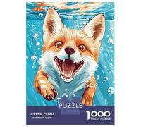 Rompecabezas Para Adolescentes De 1000 Piezas Happy Fox Swimming Underwater Illustration Rompecabezas Para Adultos Juego Práctico Pero Divertido Y Humorístico Regalo De Cumpleaños, Regalos, 38x26cm/10