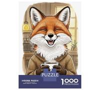 Rompecabezas para Adolescentes De 1000 Piezas Happy Fox with Coffee Rompecabezas para Adultos Juguetes De Bricolaje Análisis Y Lógica Diversión En Casa Actividades, 52x38cm/1000pcs