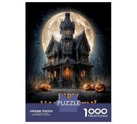 Rompecabezas para Adolescentes De 1000 Piezas Happy Halloween Haunted House Rompecabezas para Adultos Juegos Relajantes Análisis Y Lógica Difícil Y Desafiante 38x26cm/1000pcs