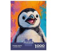 Rompecabezas para Adolescentes De 1000 Piezas Happy Penguin Portrait Painting Rompecabezas para Adultos Juguete Decoración De Pared Decoración del Hogar Juego Desafiante Regalos 52x38cm/1000pcs