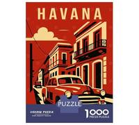 Rompecabezas para Adolescentes De 1000 Piezas Havana Cuba Vintage Travel Rompecabezas para Adultos Juegos De Relajación Decoración Juego Desafiante Regalos 70x50cm/1000pcs