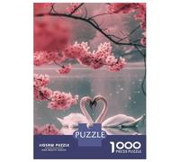 Rompecabezas para Adolescentes De 1000 Piezas Heart Shaped Love Swans Rompecabezas para Adultos Juguete Decoración De Pared Corte De Precisión para Cumpleaños, Navidad 38x26cm/1000pcs
