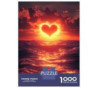 Rompecabezas para Adolescentes De 1000 Piezas Heart Sunset Over The Ocean Rompecabezas para Adultos Juguetes Antiestrés Decoración De Pared Interacción Entre Padres E Hijos 52x38cm/1000pcs