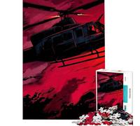 Rompecabezas para Adolescentes de 1000 Piezas Helicóptero en Cielo Rojo Desafío Educativo Regalos para Mujeres Juego Educativo para Mayores de 14 años 50x75cm