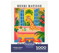 Rompecabezas para Adolescentes De 1000 Piezas Henri Matisse Giraffe Bathing Art Print Rompecabezas para Adultos Juego Práctico Mejora La Memoria Gran Regalo para Jugar 38x26cm/1000pcs