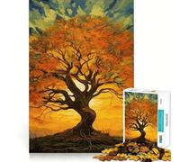 Rompecabezas para Adolescentes de 1000 Piezas Hermoso árbol al Atardecer,Encaje, Arte,Juego cognitivo,Regalo,Juego Lento,Regalo de Arte navideño (50x75cm)