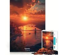 Rompecabezas para Adolescentes de 1000 Piezas Hermoso Atardecer en Budapest,Hungría Corte Diversión,lógica y Habilidad Fácil de Jugar Arte navideño para exhibir (38x26cm)