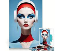 Rompecabezas para Adolescentes de 1000 Piezas,Hermoso Estilo Art Déco,Retrato,Arte de Corte Fino,Actividad para Mentes Inteligentes,Juego Relajante, Tranquilo (38x26cm)