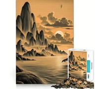 Rompecabezas para adolescentes de 1000 piezas Hermoso salto de delfines al atardecer Piezas de corte limpio Juego inteligente Regalo ideal para el tiempo libre Juego con escena navideña Arte (38x26cm)