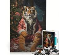 Rompecabezas para Adolescentes de 1000 Piezas: Hermoso Tigre navideño, Juego Familiar, Actividades Divertidas en casa, fortalece el Amor Entre Parejas 38x26cm