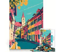 Rompecabezas para Adolescentes de 1000 Piezas Hermoso Verano en Europa,Arte de Viajes,ilustración Minimalista,Arte de Ajuste, Juego cognitivo,Regalo de Juego Lento,Regalo de Arte navideño