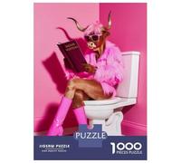 Rompecabezas para Adolescentes De 1000 Piezas Highland Cow in Bathroom Rompecabezas para Adultos Juegos Relajantes Mejora La Memoria Desafiante De Completar 38x26cm/1000pcs