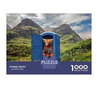 Rompecabezas para Adolescentes De 1000 Piezas Highland Cow on The Toilet in Glencoe Rompecabezas Juguetes Antiestrés Corte De Precisión Cumpleaños 38x26cm/1000pcs