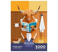 Rompecabezas para Adolescentes De 1000 Piezas Highland Cow Reading Rompecabezas para Adultos Juegos Familiares Análisis Y Lógica Cumpleaños Y Navidad 70x50cm/1000pcs