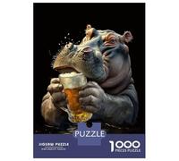 Rompecabezas para Adolescentes De 1000 Piezas Hippopotamus Beer Rompecabezas para Adultos Juegos Familiares Corte De Precisión Regalos Y Cumpleaños Únicos 70x50cm/1000pcs