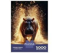 Rompecabezas para Adolescentes De 1000 Piezas Hippopotamus Emerging from Water with Splashes Rompecabezas Juegos Familiares Carrera De Velocidad Manual Cumpleaños 70x50cm/1000pcs