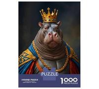 Rompecabezas para Adolescentes De 1000 Piezas Hippopotamus King Rompecabezas para Adolescentes Juegos Relajantes para La Diversión Familiar Juego Desafiante Regalos 38x26cm/1000pcs