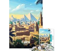 Rompecabezas para Adolescentes de 1000 Piezas Horizonte de El Cairo con pirámides Un Juego desafiante un Rompecabezas difícil un excelente Regalo y Juguete (tamaño 50x75cm)