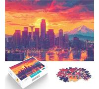 Rompecabezas para Adolescentes de 1000 Piezas Horizonte de Seattle al Atardecer Corte de precisión Cada Pieza es única: un desafiante y Divertido Juego Familiar 50x70cm