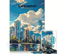Rompecabezas para Adolescentes de 1000 Piezas Horizonte de Vancouver, Corte preciso, diversión, resolución de Problemas, diversión, relajación, Tiempo de diversión, decoración navideña (38x26cm)