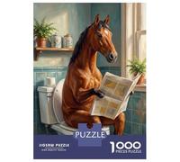 Rompecabezas para Adolescentes De 1000 Piezas Horse Reading Newspaper on Toilet Rompecabezas para Adultos Juegos Divertidos Una Obra De Arte Cumpleaños Y Navidad 70x50cm/1000pcs