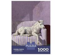 Rompecabezas para Adolescentes De 1000 Piezas Horse Resting on Striped Purple Couch Rompecabezas para Adultos Juegos Relajantes Mejora La Memoria Desafiante De Completar 70x50cm/1000pcs